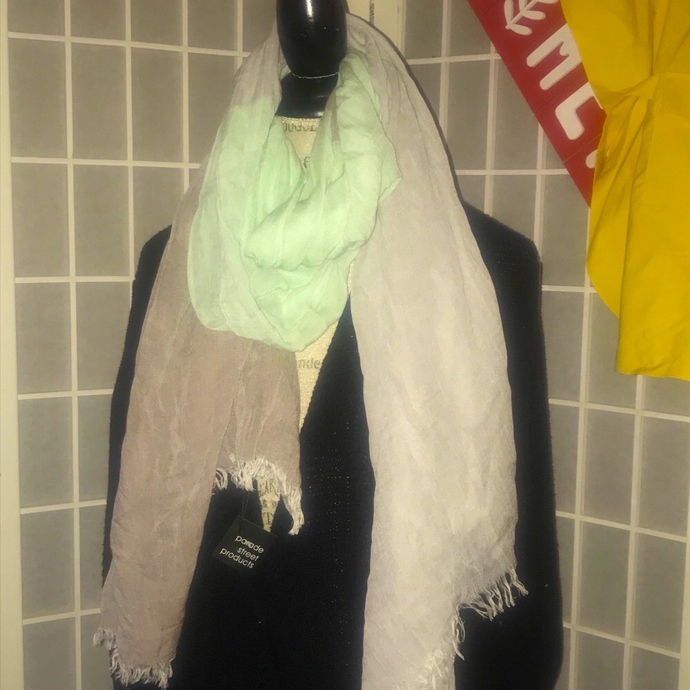 Stylish Pistachio & Grey Scarf—for work or play!